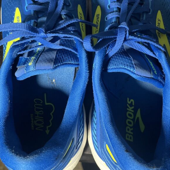 Brooks Adrenaline GTS 22 Mens Size 11.5 Supportive Blue Green Nightlife White - Picture 6 of 8